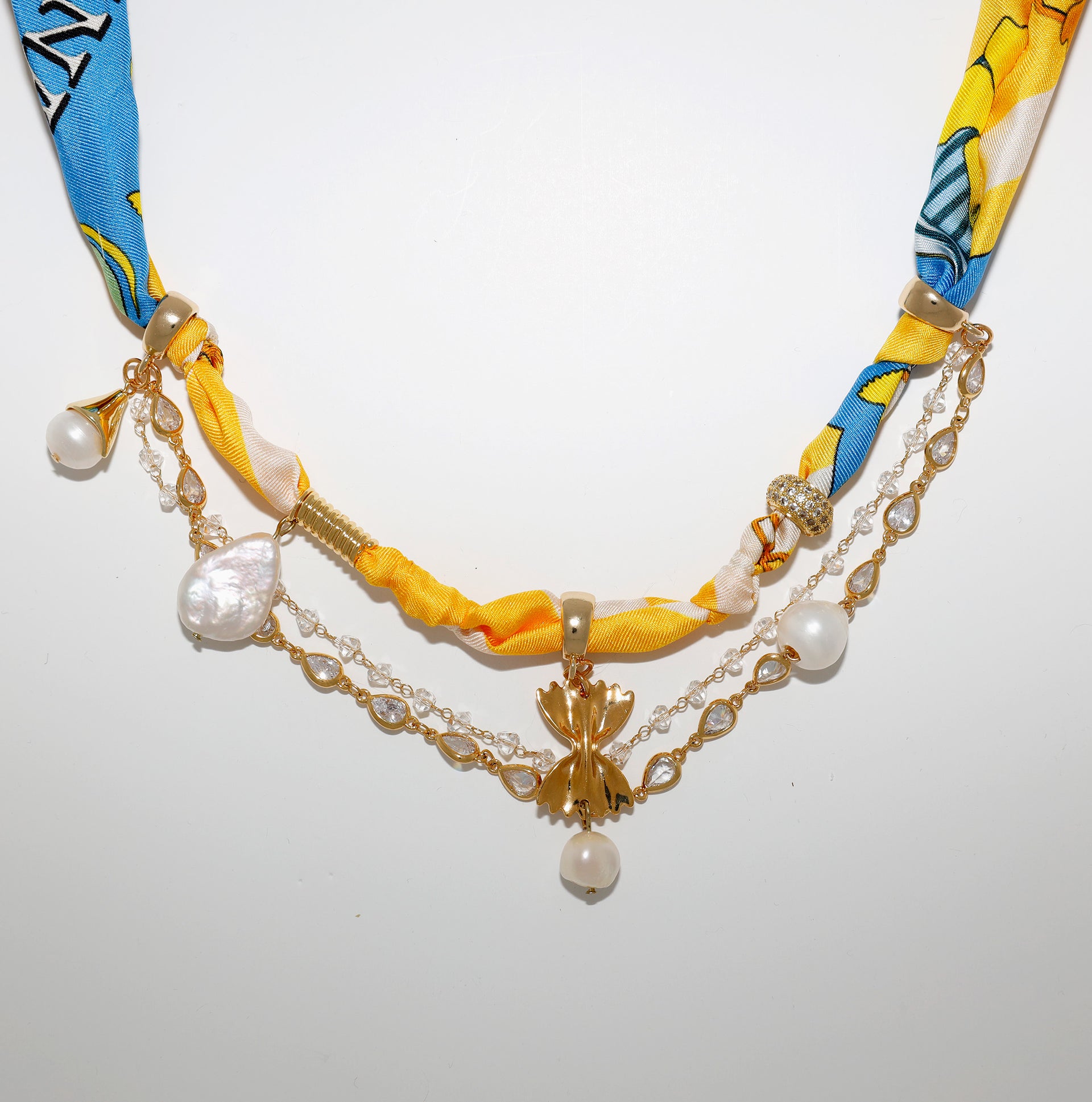 Silk Summer Scarf Charm Necklace