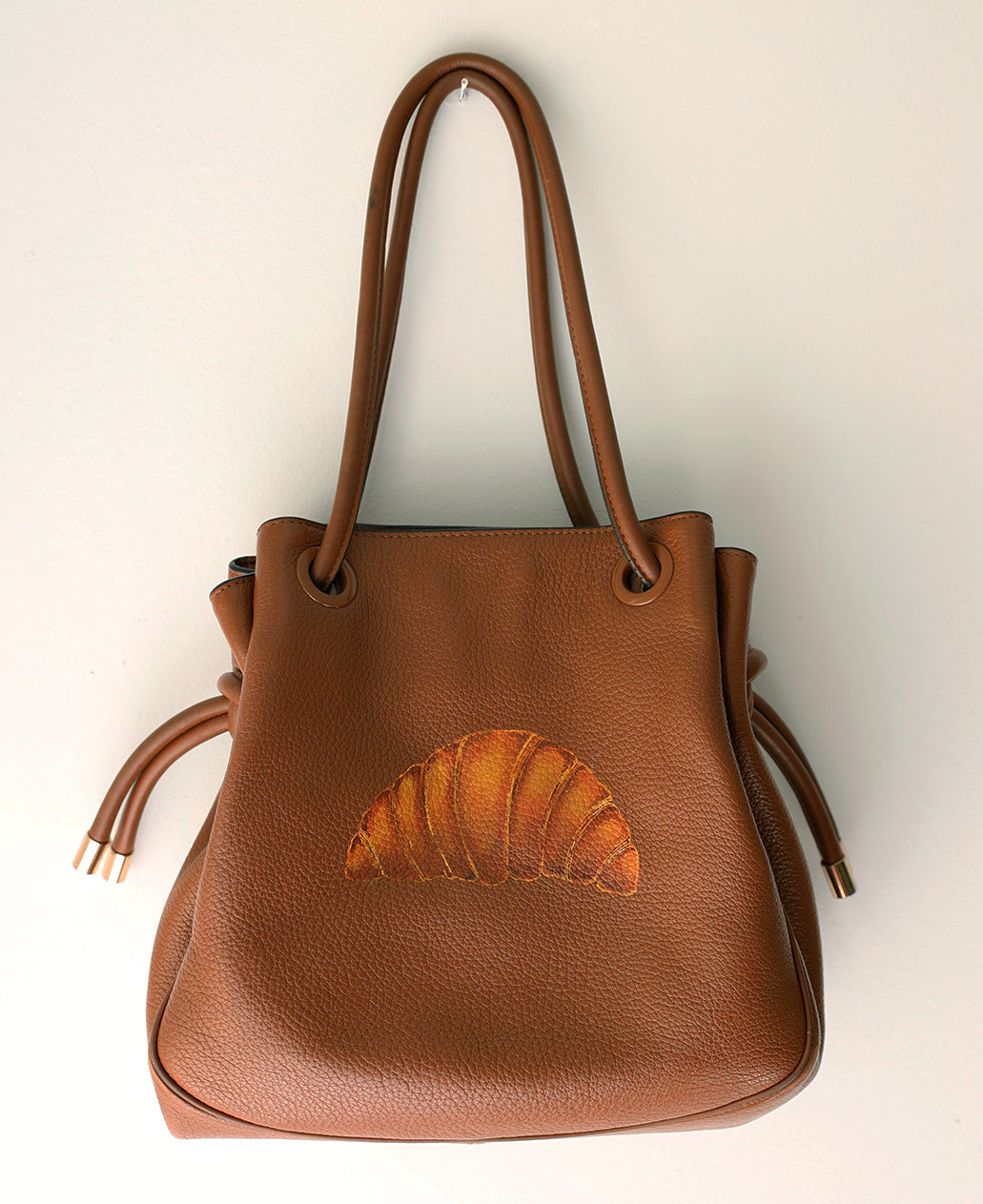Hand-painted Croissant Handbag