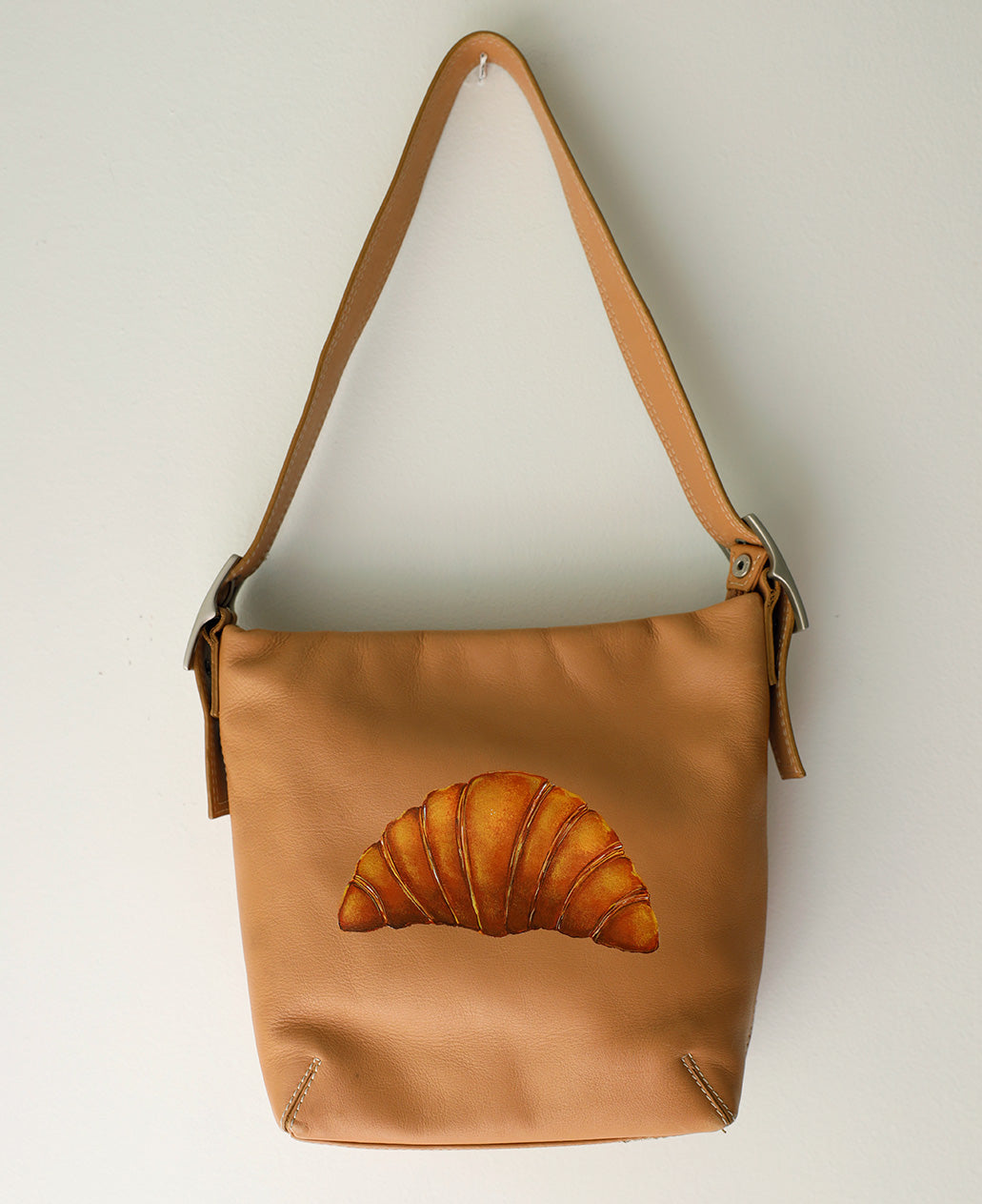 Hand-painted Croissant Handbag