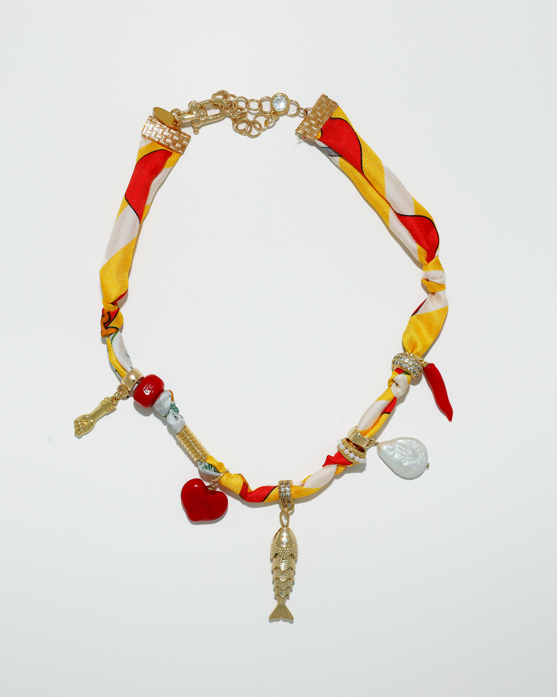 Silk Summer Scarf Charm Necklace