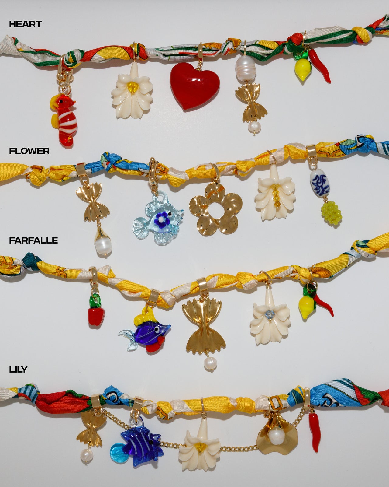 Silk Summer Scarf Charm Necklace