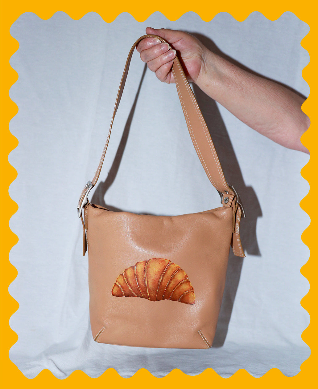 Hand-painted Croissant Handbag