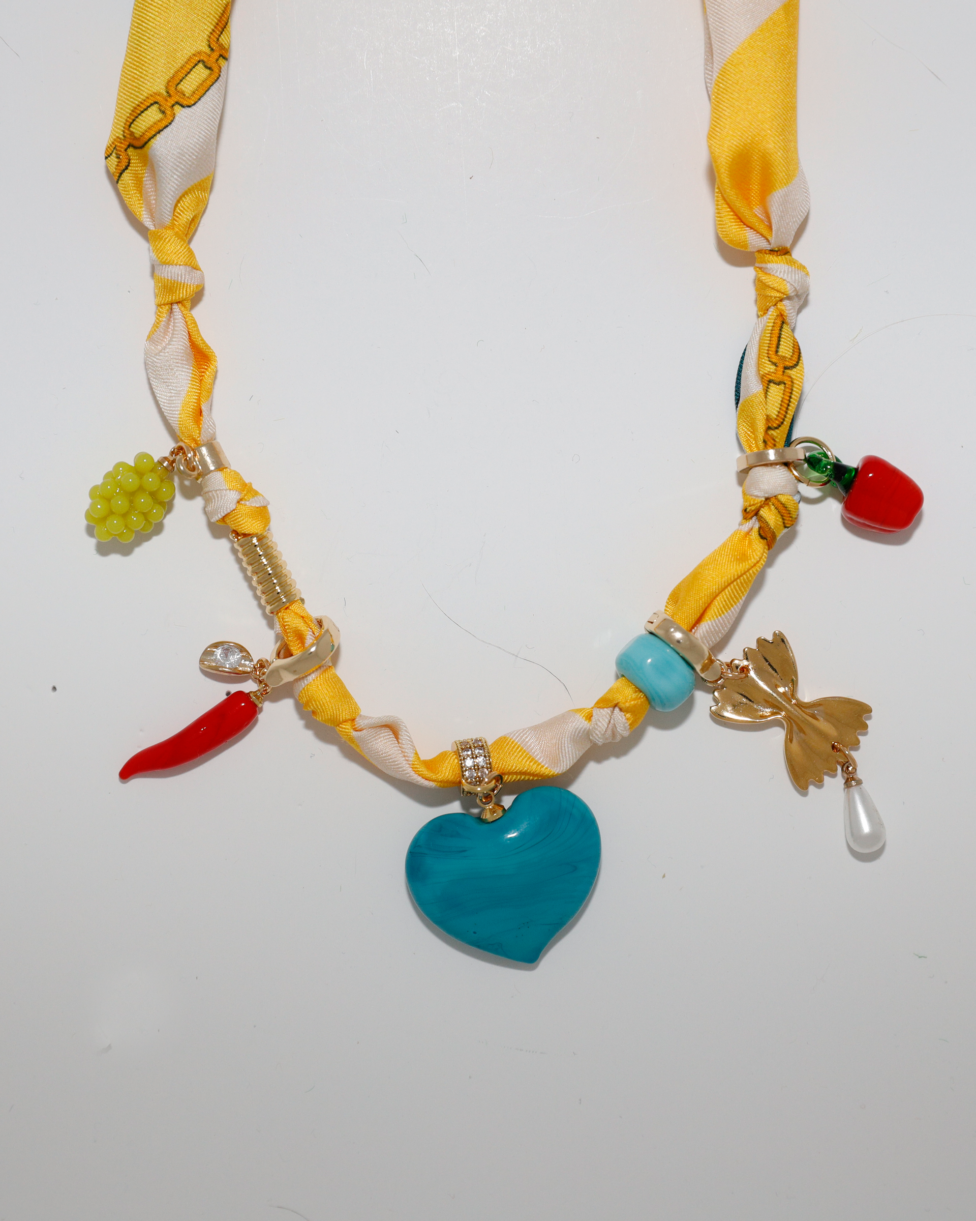 Silk Summer Scarf Charm Necklace