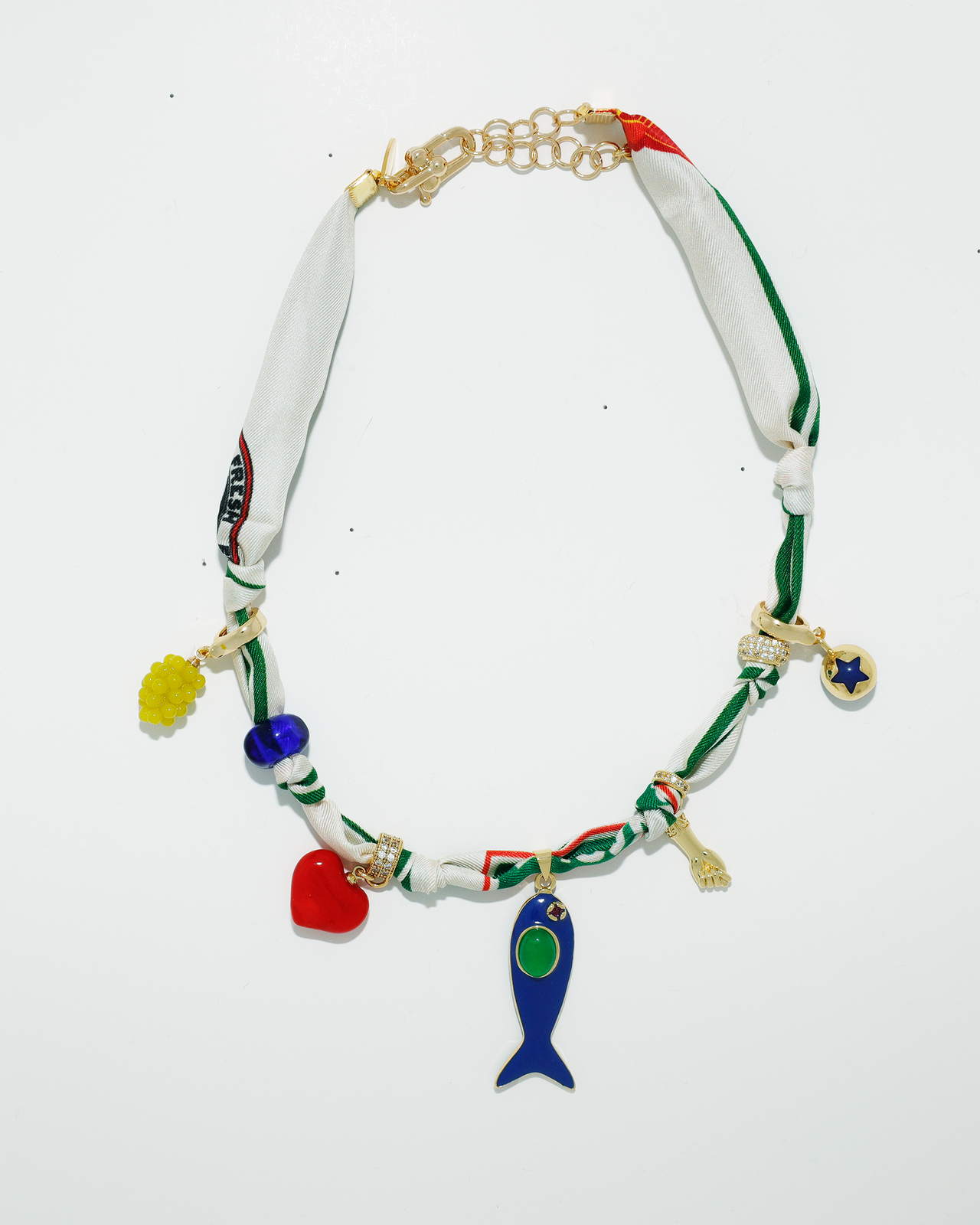 Silk Summer Scarf Charm Necklace