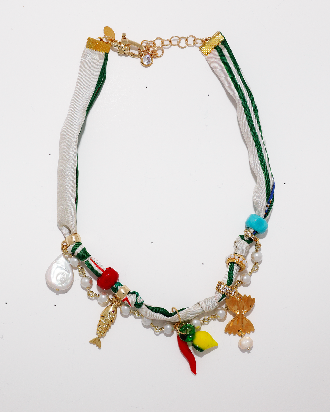 Silk Summer Scarf Charm Necklace